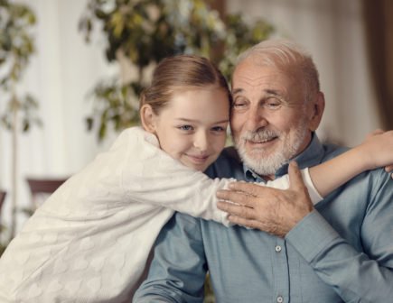 Young girl and grandfather