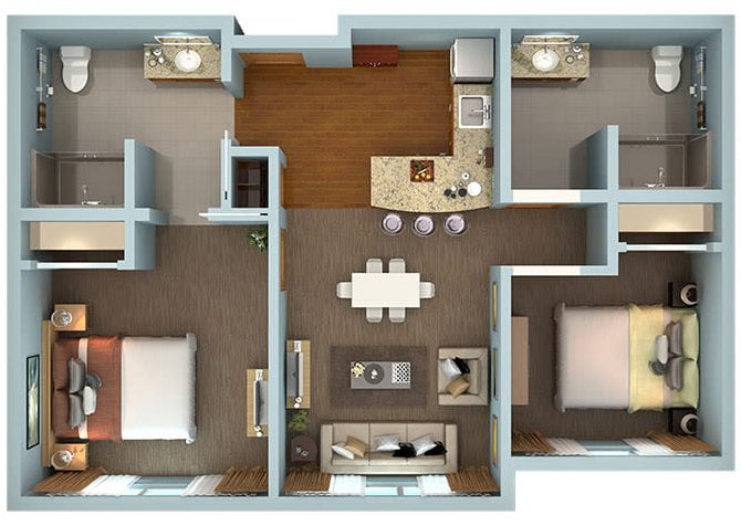 Sunny Vista Senior Living Community in Colorado Springs, CO - canyon 2 bdrm 834 sq ft assisted living