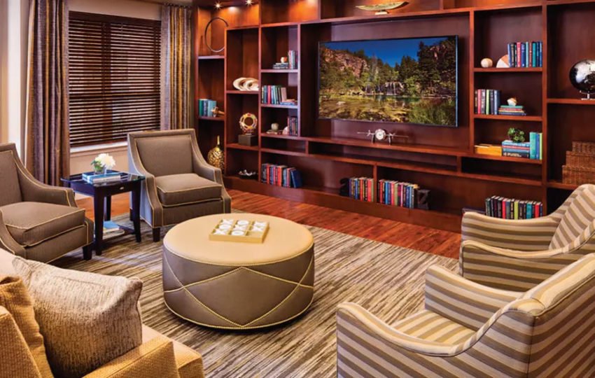 Sunny Vista Media Room with Library