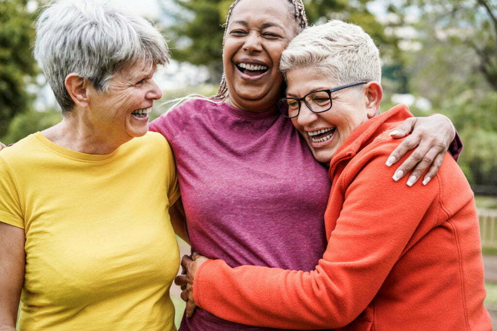 seniors smiling stock image