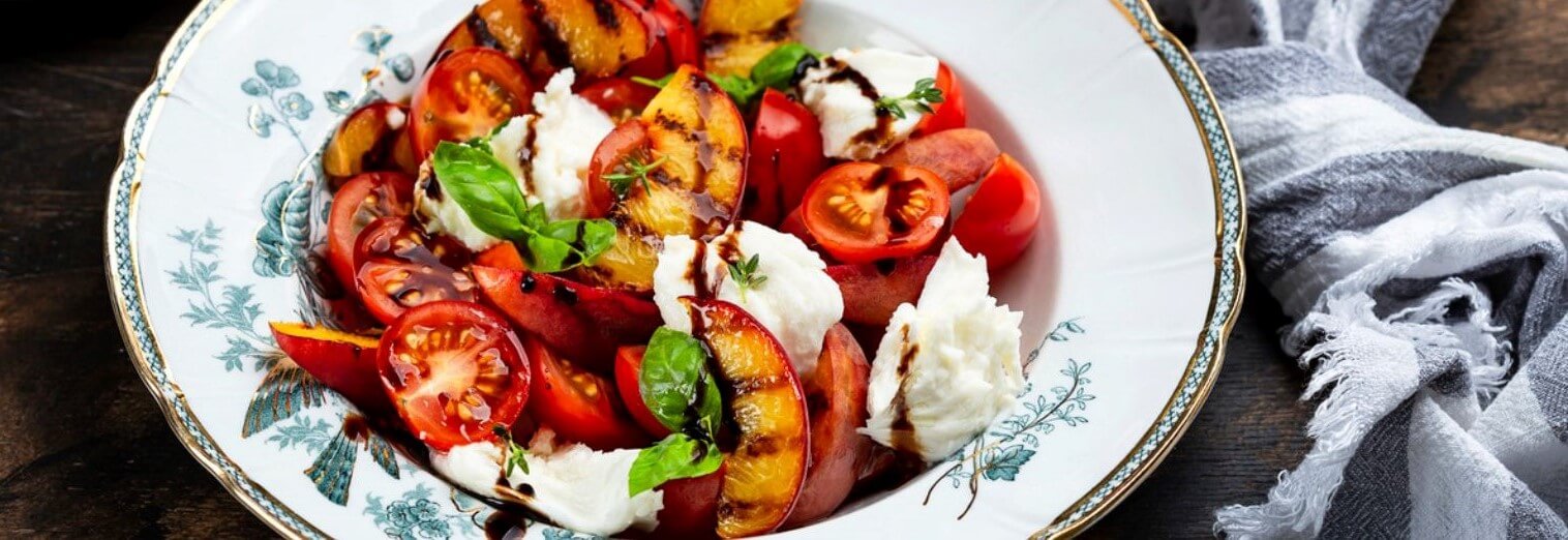 Grilled peach caprese salad